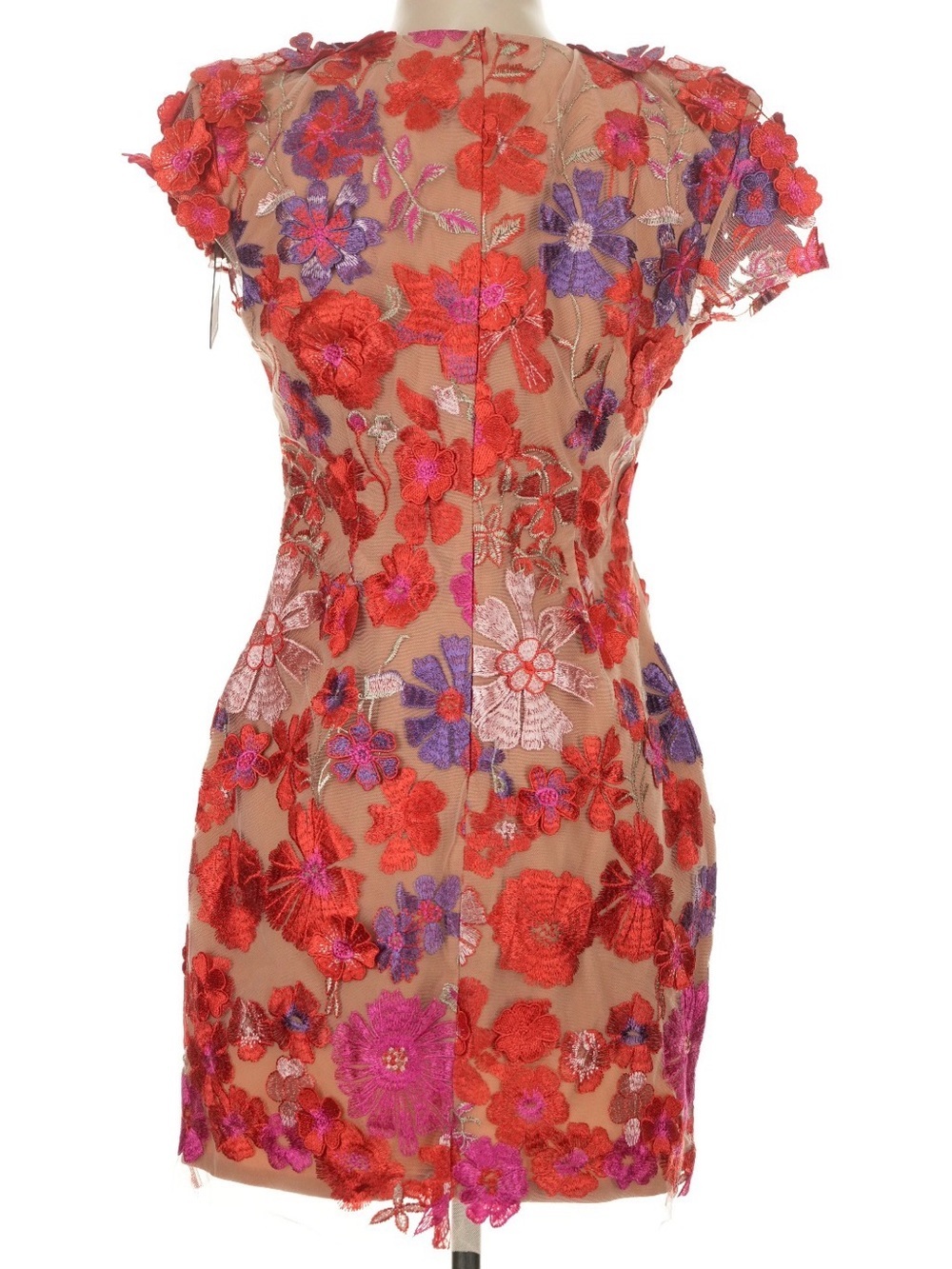 NWT Elliatt Performance Floral Appliqué Mini Dress Red Nude Size Small - Picture 4 of 11